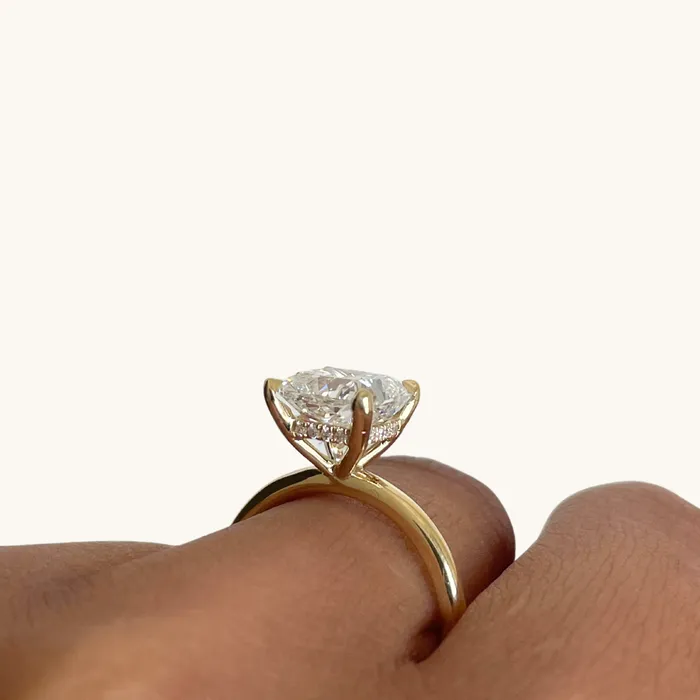 311 Square Cushion Lab Diamond Engagement Ring with Hidden Halo Happy Jewelers Rings