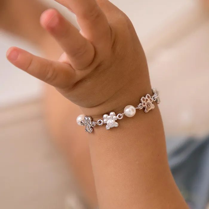 45 Bear Pearl Baby Toddler Bracelet Sterling Silver Baby Pearl Bracelets Bracelets