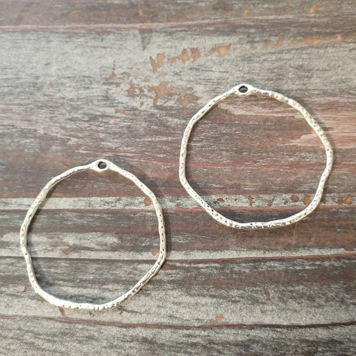 AB3339 Silver Plated Hammered Uneven Circle Findings 44mm Pkg 2 ABD Exclusives Rings AB3339 Silver Plated Hammered Uneven Circle Findings 44mm Pkg 2 ABD Exclusives Rings