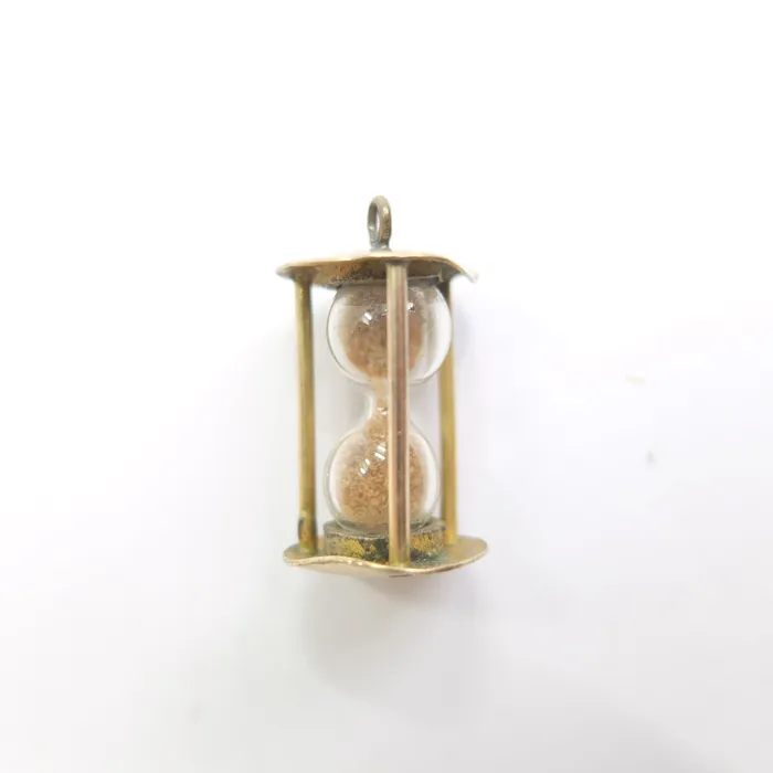 aliceeden Charm Necklaces Vintage 9ct Gold Sand Timer Charm