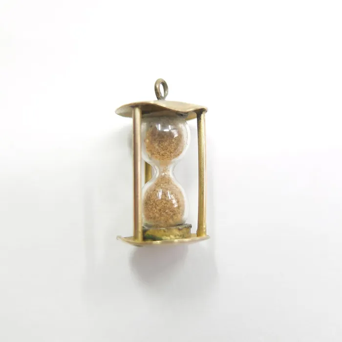 aliceeden Charm Necklaces Vintage 9ct Gold Sand Timer Charm