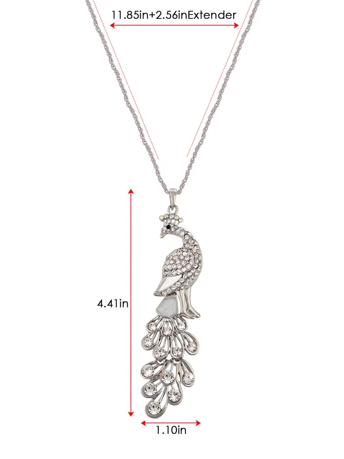 Alilang Blue Green Colored Peacock Bird Pendant Chain Necklace Necklaces Alilang Blue Green Colored Peacock Bird Pendant Chain Necklace Necklaces