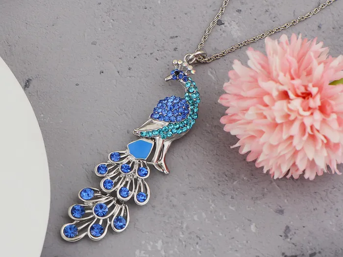 Alilang Blue Green Colored Peacock Bird Pendant Chain Necklace Necklaces Alilang Blue Green Colored Peacock Bird Pendant Chain Necklace Necklaces