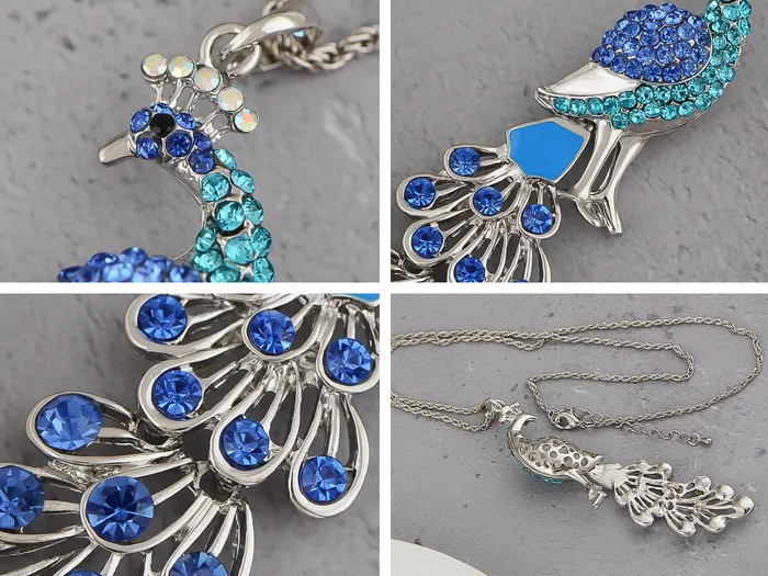 Alilang Blue Green Colored Peacock Bird Pendant Chain Necklace Necklaces Alilang Blue Green Colored Peacock Bird Pendant Chain Necklace Necklaces