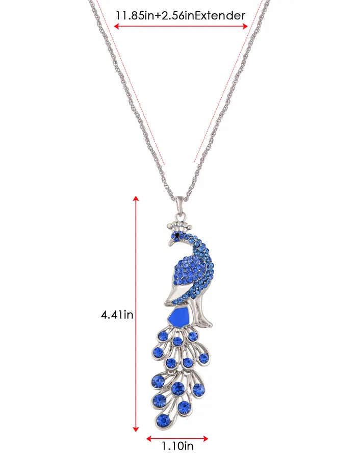 Alilang Blue Green Colored Peacock Bird Pendant Chain Necklace Necklaces Alilang Blue Green Colored Peacock Bird Pendant Chain Necklace Necklaces