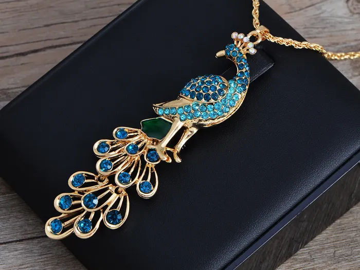 Alilang Blue Green Colored Peacock Bird Pendant Chain Necklace Necklaces Alilang Blue Green Colored Peacock Bird Pendant Chain Necklace Necklaces