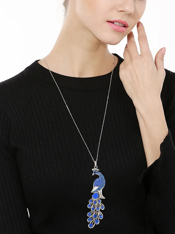 Alilang Blue Green Colored Peacock Bird Pendant Chain Necklace Necklaces Alilang Blue Green Colored Peacock Bird Pendant Chain Necklace Necklaces