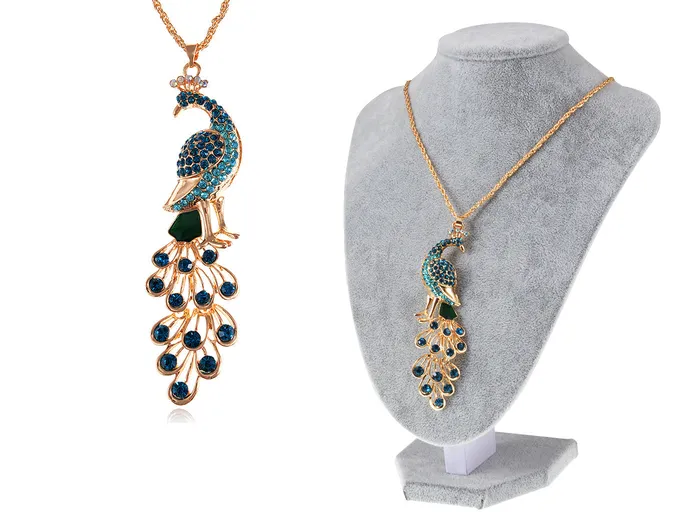 Alilang Blue Green Colored Peacock Bird Pendant Chain Necklace Necklaces Alilang Blue Green Colored Peacock Bird Pendant Chain Necklace Necklaces