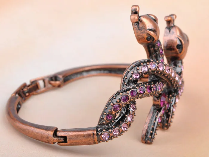 Alilang Bracelets Copper Amethyst Twin Serpents Snake Bracelet Bangle Alilang Bracelets Copper Amethyst Twin Serpents Snake Bracelet Bangle