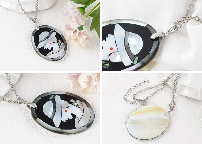 ALILANGCOM Alilang Silvery Tone Abalone Shell Elegant Lady Frame Pendant Necklace Christmas Valentines Day Jewelry Gifts Necklaces ALILANGCOM Alilang Silvery Tone Abalone Shell Elegant Lady Frame Pendant Necklace Christmas Valentines Day Jewelry Gifts Necklaces