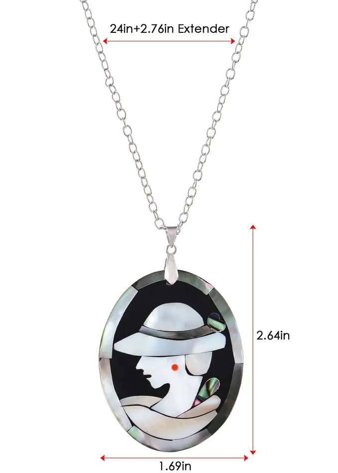 ALILANGCOM Alilang Silvery Tone Abalone Shell Elegant Lady Frame Pendant Necklace Christmas Valentines Day Jewelry Gifts Necklaces ALILANGCOM Alilang Silvery Tone Abalone Shell Elegant Lady Frame Pendant Necklace Christmas Valentines Day Jewelry Gifts Necklaces