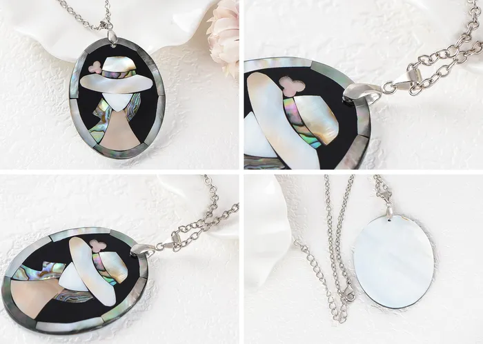 ALILANGCOM Alilang Silvery Tone Abalone Shell Elegant Lady Frame Pendant Necklace Christmas Valentines Day Jewelry Gifts Necklaces ALILANGCOM Alilang Silvery Tone Abalone Shell Elegant Lady Frame Pendant Necklace Christmas Valentines Day Jewelry Gifts Necklaces