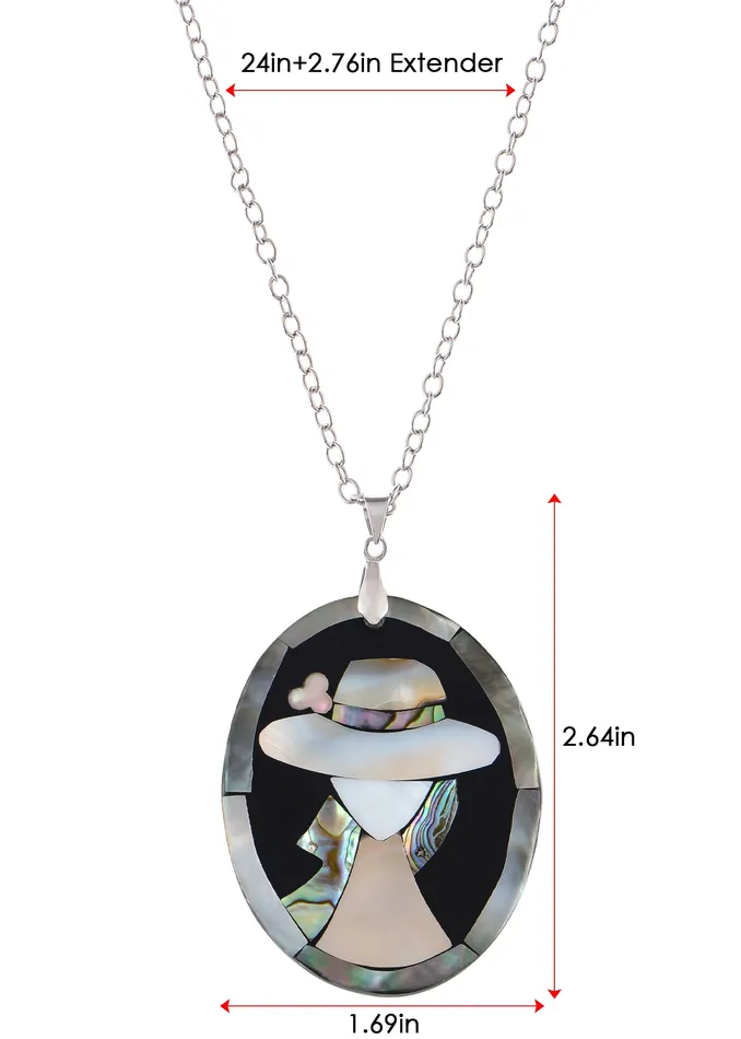 ALILANGCOM Alilang Silvery Tone Abalone Shell Elegant Lady Frame Pendant Necklace Christmas Valentines Day Jewelry Gifts Necklaces ALILANGCOM Alilang Silvery Tone Abalone Shell Elegant Lady Frame Pendant Necklace Christmas Valentines Day Jewelry Gifts Necklaces