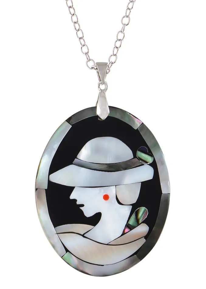 ALILANGCOM Alilang Silvery Tone Abalone Shell Elegant Lady Frame Pendant Necklace Christmas Valentines Day Jewelry Gifts Necklaces ALILANGCOM Alilang Silvery Tone Abalone Shell Elegant Lady Frame Pendant Necklace Christmas Valentines Day Jewelry Gifts Necklaces