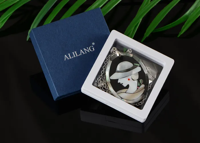 ALILANGCOM Alilang Silvery Tone Abalone Shell Elegant Lady Frame Pendant Necklace Christmas Valentines Day Jewelry Gifts Necklaces ALILANGCOM Alilang Silvery Tone Abalone Shell Elegant Lady Frame Pendant Necklace Christmas Valentines Day Jewelry Gifts Necklaces