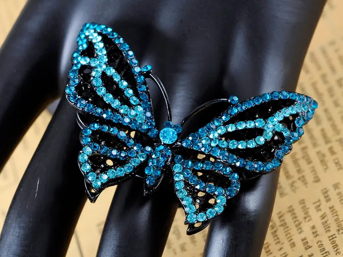 Alilang Czech Water Blue Butterfly Ring Rings Alilang Czech Water Blue Butterfly Ring Rings