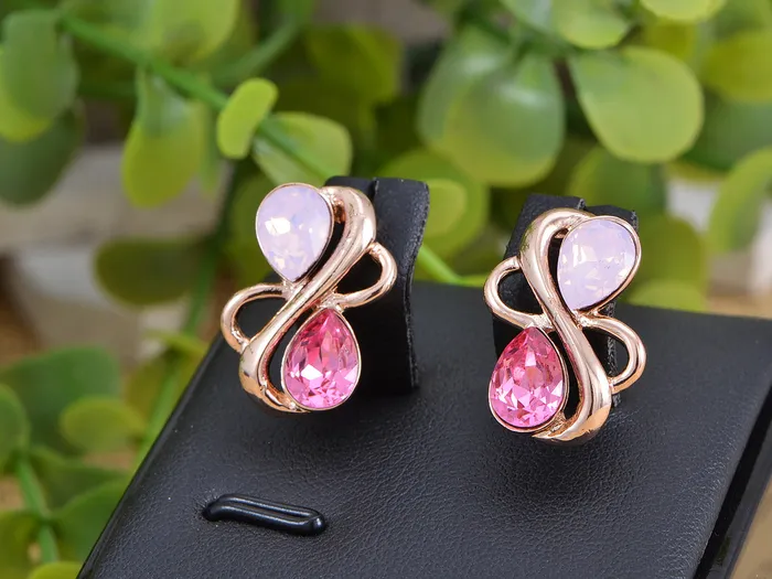 Alilang Earrings Swarovski Crystal Element Rose Gold Pink Teardrop Abstract Infinity Symbol Sign Stud Earrings Alilang Earrings Swarovski Crystal Element Rose Gold Pink Teardrop Abstract Infinity Symbol Sign Stud Earrings