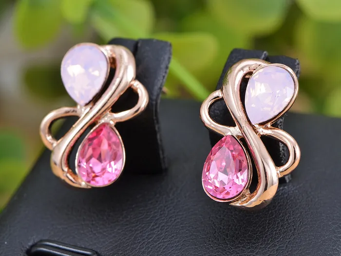 Alilang Earrings Swarovski Crystal Element Rose Gold Pink Teardrop Abstract Infinity Symbol Sign Stud Earrings Alilang Earrings Swarovski Crystal Element Rose Gold Pink Teardrop Abstract Infinity Symbol Sign Stud Earrings