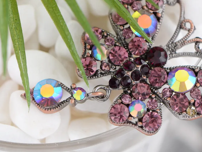 Alilang Necklaces Alilang Silver Tone Purple Colored Stone Butterfly Insect Wings Pendant Necklace Alilang Necklaces Alilang Silver Tone Purple Colored Stone Butterfly Insect Wings Pendant Necklace