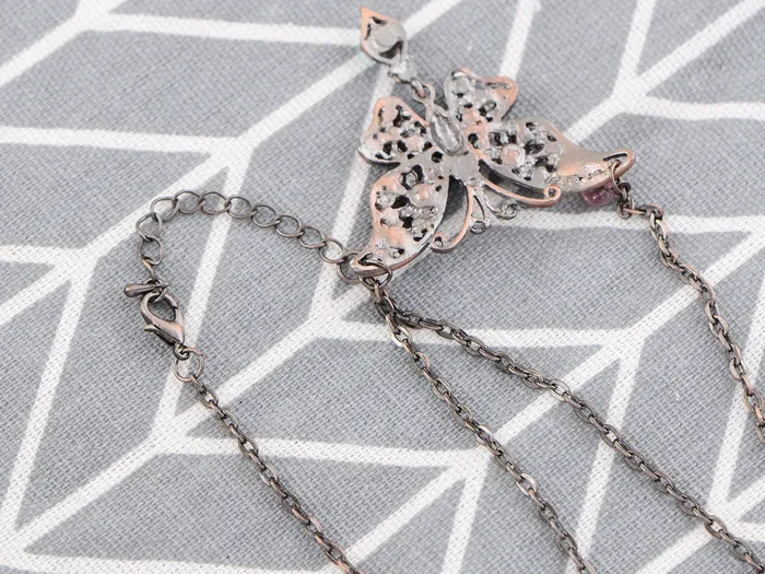 Alilang Necklaces Alilang Silver Tone Purple Colored Stone Butterfly Insect Wings Pendant Necklace Alilang Necklaces Alilang Silver Tone Purple Colored Stone Butterfly Insect Wings Pendant Necklace