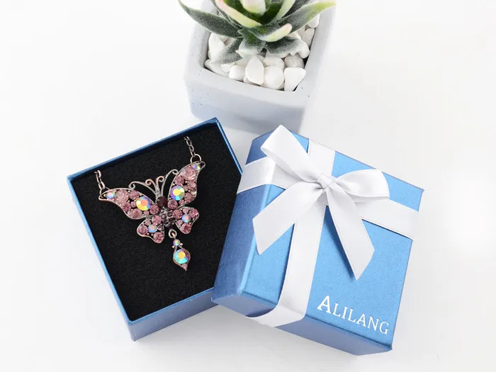 Alilang Necklaces Alilang Silver Tone Purple Colored Stone Butterfly Insect Wings Pendant Necklace Alilang Necklaces Alilang Silver Tone Purple Colored Stone Butterfly Insect Wings Pendant Necklace