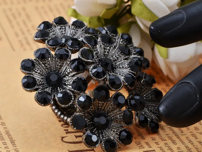 Alilang Rings Dark Jet Fountain Flower Bouquet Cluster Floral Ust Ring Alilang Rings Dark Jet Fountain Flower Bouquet Cluster Floral Ust Ring