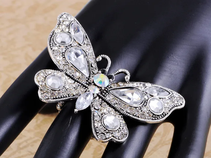 Alilang Victorian Vintage Butterfly Black Eye Ring Rings Alilang Victorian Vintage Butterfly Black Eye Ring Rings