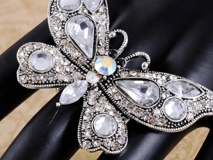 Alilang Victorian Vintage Butterfly Black Eye Ring Rings Alilang Victorian Vintage Butterfly Black Eye Ring Rings