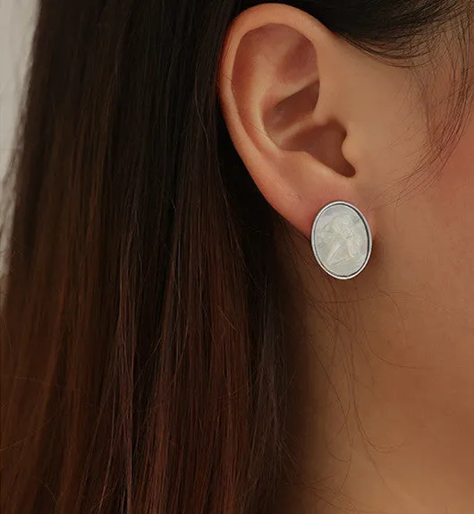 Angel White Iridescent Oval Earrings Refined by AnnaKaci Earrings Angel White Iridescent Oval Earrings Refined by AnnaKaci Earrings