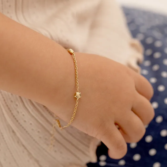 Baby Chain Link Bracelets Bracelets 14k Gold 5 6 Polished Puffed Stars Baby Toddler Kids Bracelet
