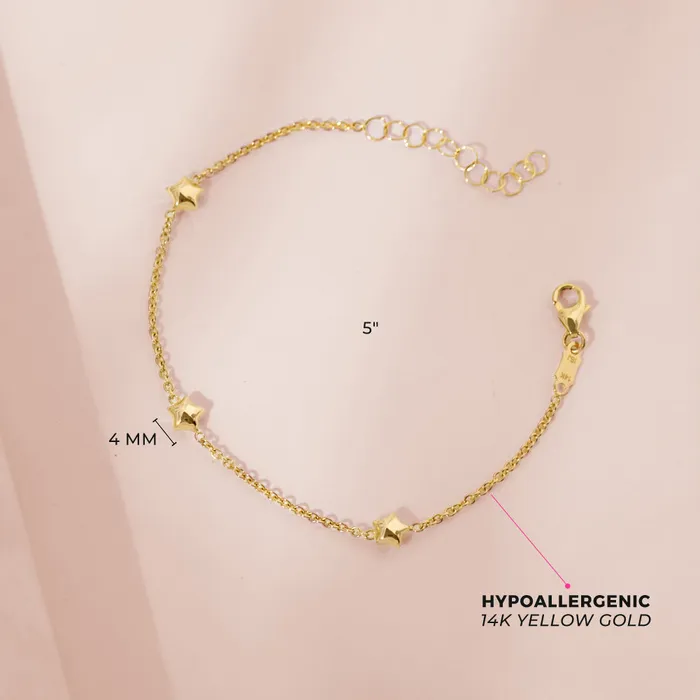 Baby Chain Link Bracelets Bracelets 14k Gold 5 6 Polished Puffed Stars Baby Toddler Kids Bracelet
