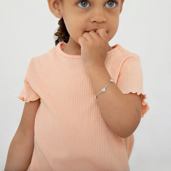 Baby Chain Link Bracelets Bracelets 5 Heart Charm Baby Toddler Bracelet Sterling Silver