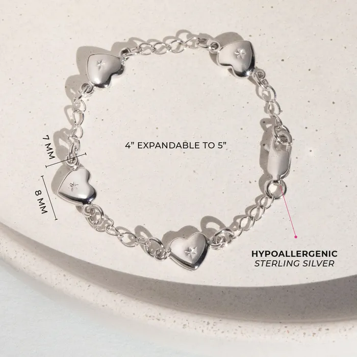 Baby Chain Link Bracelets Bracelets 5 Heart Charm Baby Toddler Bracelet Sterling Silver