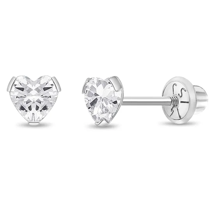 Baby Screw Back Earrings Earrings 14k White Gold Delicate Cubic Zirconia Heart 4mm Kids Childrens Girls Earrings Screw Back Baby Screw Back Earrings Earrings 14k White Gold Delicate Cubic Zirconia Heart 4mm Kids Childrens Girls Earrings Screw Back
