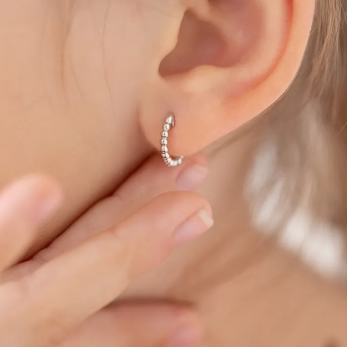 Beaded Kids Teen Earrings Hoop Sterling Silver Kids Screw Back Earrings Earrings