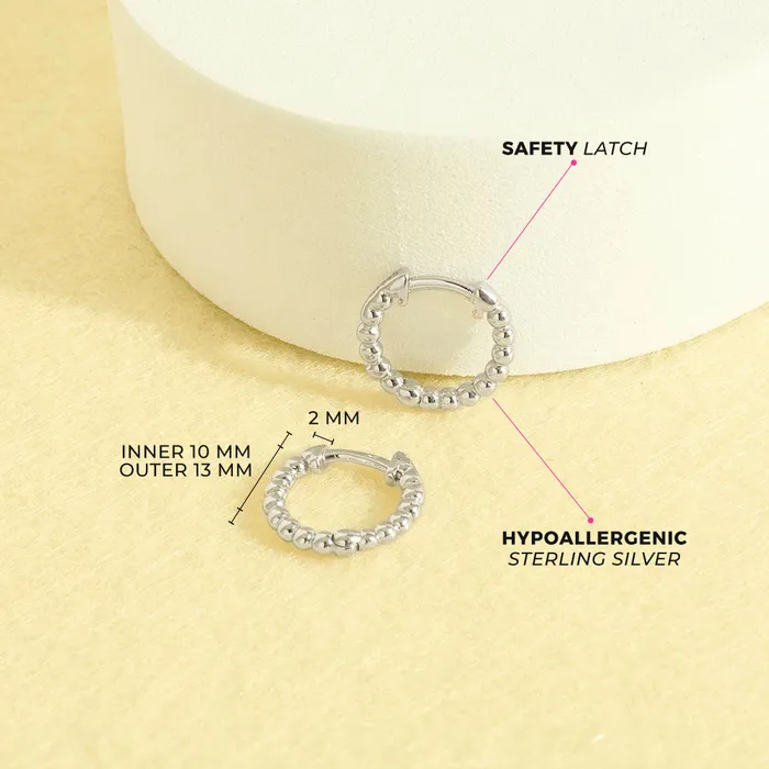 Beaded Kids Teen Earrings Hoop Sterling Silver Kids Screw Back Earrings Earrings
