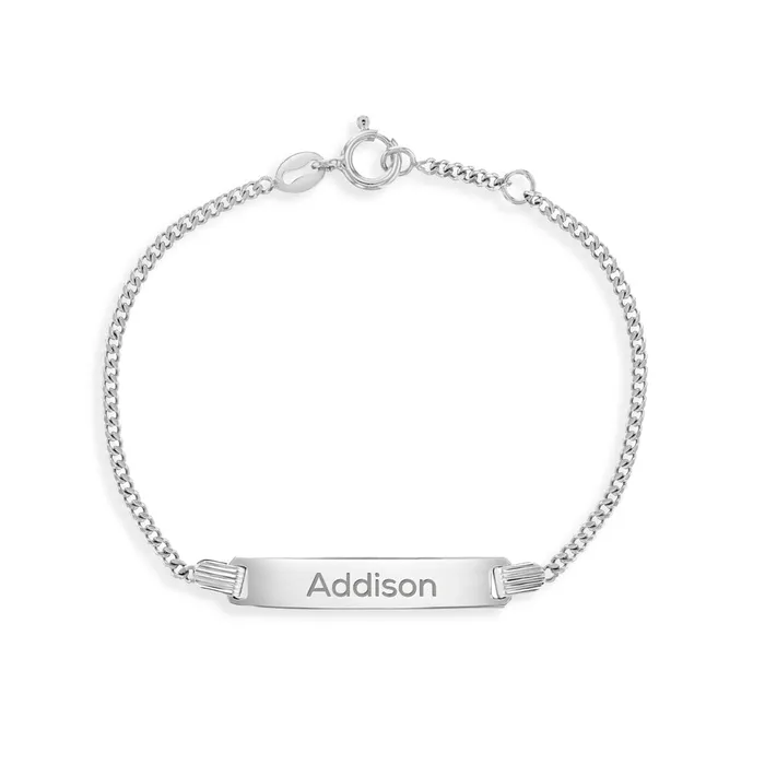 Bracelets 4555 Classic Link Engravable ID Baby Toddler Kids Bracelet Girl or Boy Adjustable Sterling Silver Kids ID Bracelets