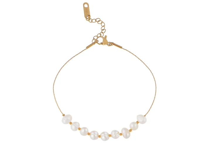 Bracelets ALILANGCOM 18K GoldPlated Pearl Link Bracelet Stainless Steel Pearl Bead Chain Bracelet Boho Chic Jewelry for Valentines Day Birthdays Bracelets ALILANGCOM 18K GoldPlated Pearl Link Bracelet Stainless Steel Pearl Bead Chain Bracelet Boho Chic Jewelry for Valentines Day Birthdays