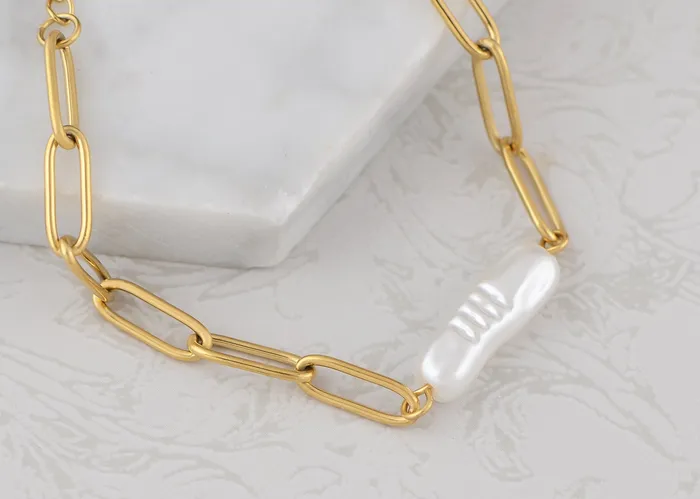 Bracelets ALILANGCOM 18K GoldPlated Pearl Link Bracelet Stainless Steel Pearl Bead Chain Bracelet Boho Chic Jewelry for Valentines Day Birthdays Bracelets ALILANGCOM 18K GoldPlated Pearl Link Bracelet Stainless Steel Pearl Bead Chain Bracelet Boho Chic Jewelry for Valentines Day Birthdays