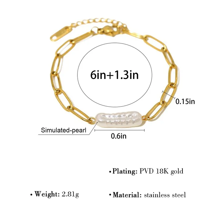 Bracelets ALILANGCOM 18K GoldPlated Pearl Link Bracelet Stainless Steel Pearl Bead Chain Bracelet Boho Chic Jewelry for Valentines Day Birthdays Bracelets ALILANGCOM 18K GoldPlated Pearl Link Bracelet Stainless Steel Pearl Bead Chain Bracelet Boho Chic Jewelry for Valentines Day Birthdays