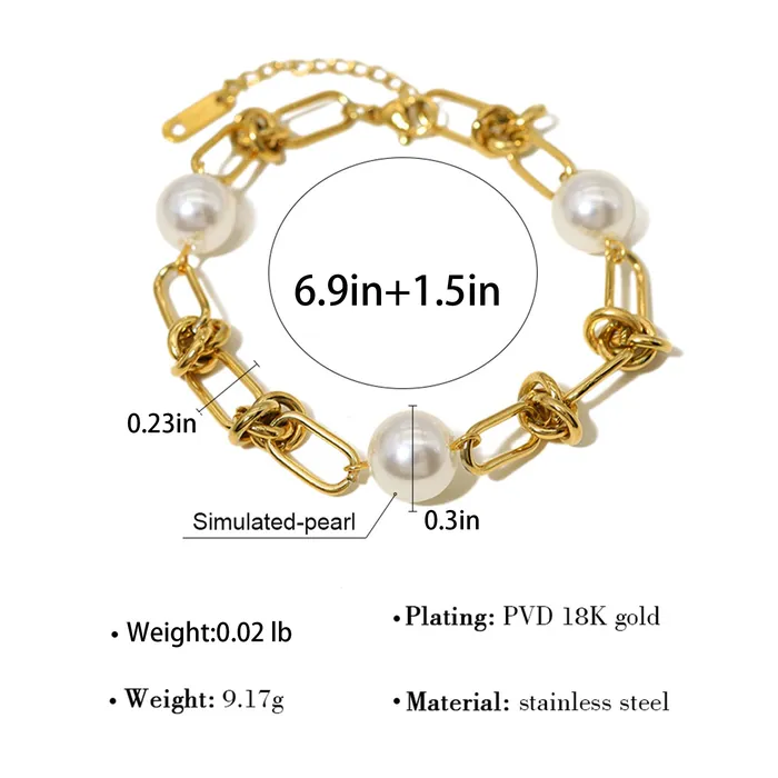 Bracelets ALILANGCOM 18K GoldPlated Pearl Link Bracelet Stainless Steel Pearl Bead Chain Bracelet Boho Chic Jewelry for Valentines Day Birthdays Bracelets ALILANGCOM 18K GoldPlated Pearl Link Bracelet Stainless Steel Pearl Bead Chain Bracelet Boho Chic Jewelry for Valentines Day Birthdays