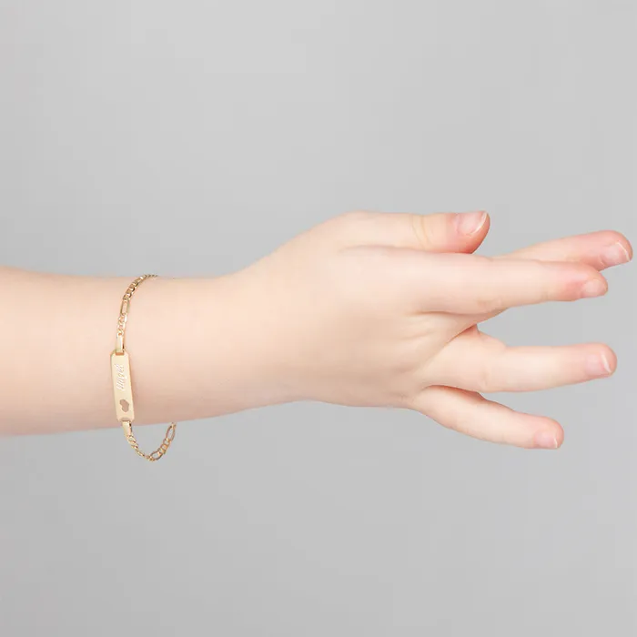 Bracelets Baby ID Bracelets 18k Gold 4555 Heart Cutout Tag ID Baby Toddler Kids Bracelet Extension