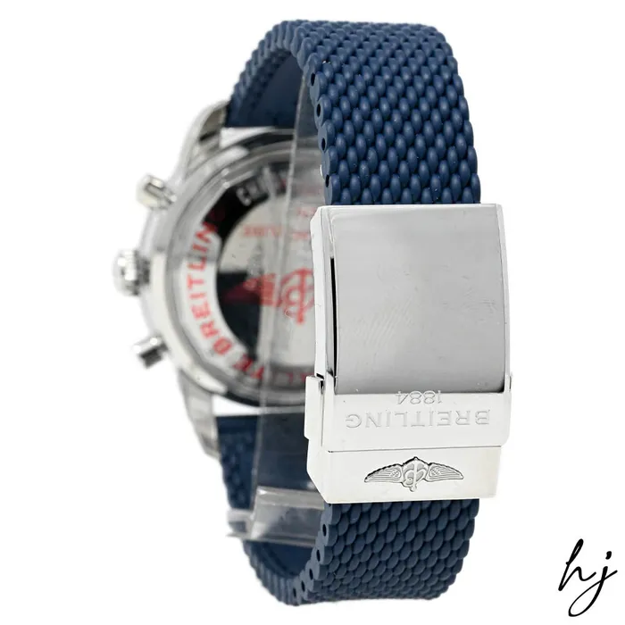 Bracelets Breitling Mens Superocean Heritage Stainless Steel 44mm Blue Chronograph Dial Watch Reference A13313 Happy Jewelers