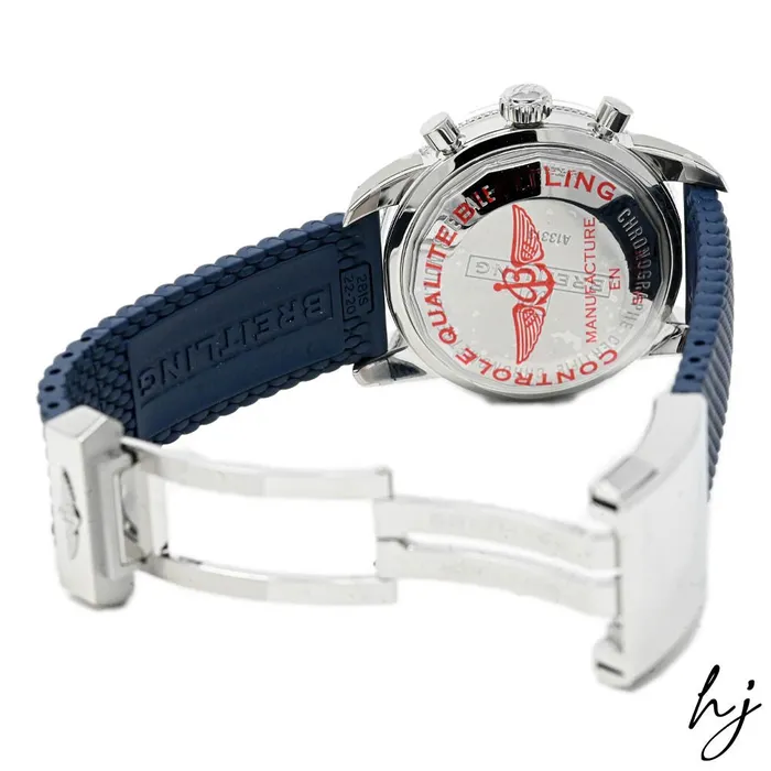 Bracelets Breitling Mens Superocean Heritage Stainless Steel 44mm Blue Chronograph Dial Watch Reference A13313 Happy Jewelers