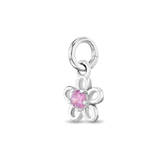 Bracelets Charms Pink CZ Open Flower Charm KidsChildrensGirls for Charm Bracelet Sterling Silver