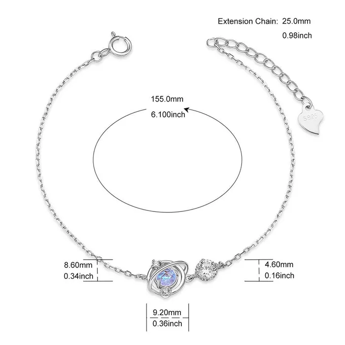 Bracelets Fierce Lynx Bazaar Sterling Silver Moonstone Planet Bracelet