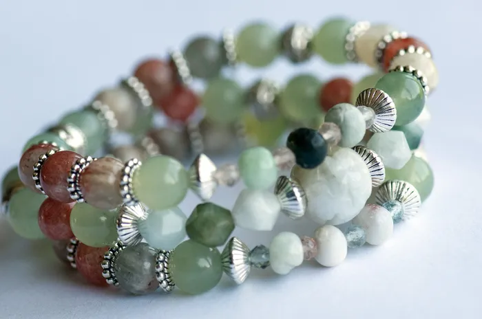 Bracelets Fierce Lynx Designs Fierce Acceptance Arusha Sunstone Jade Bracelet Set