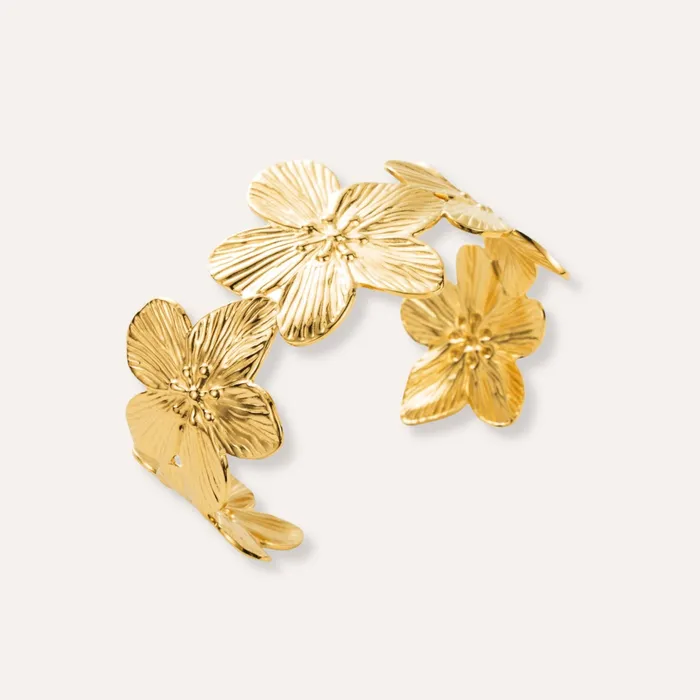 Bracelets Flora Bracelet jonc grosses fleurs en acier inoxydable Unique Jewelry Paris