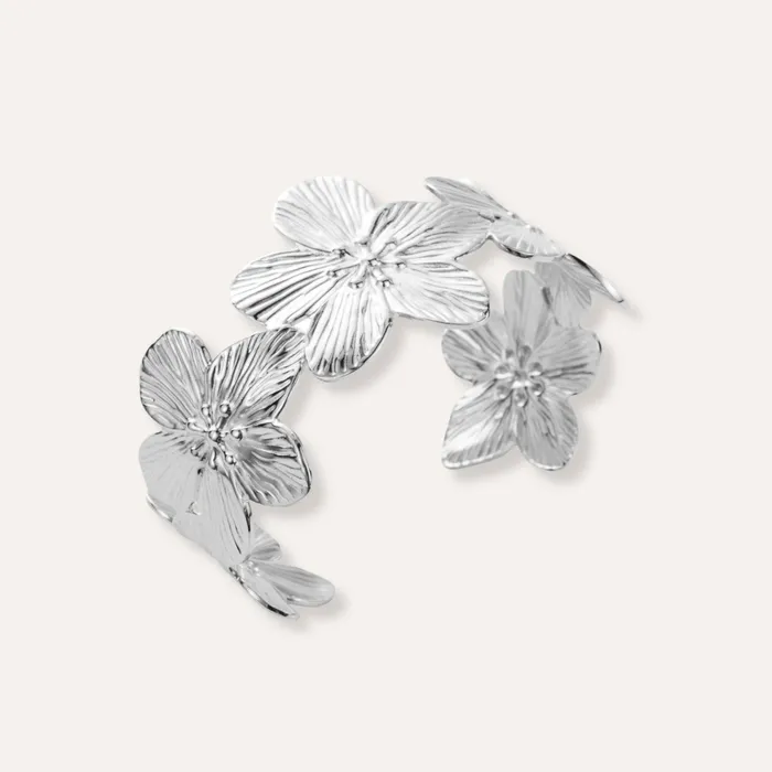 Bracelets Flora Bracelet jonc grosses fleurs en acier inoxydable Unique Jewelry Paris