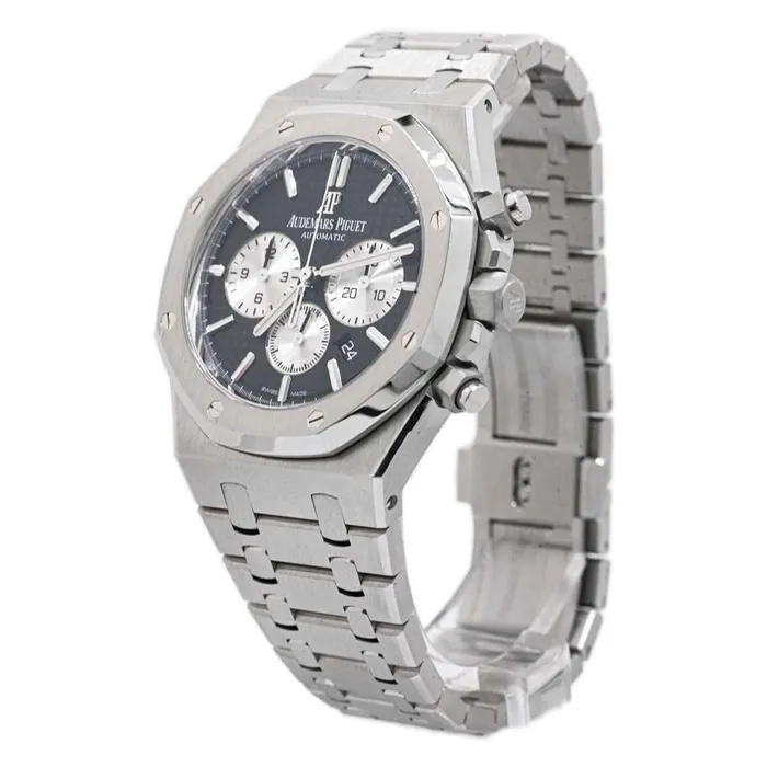 Bracelets Happy Jewelers Audemars Piguet Mens Royal Oak Stainless Steel 41mm Black Grande Tapisserie Dial